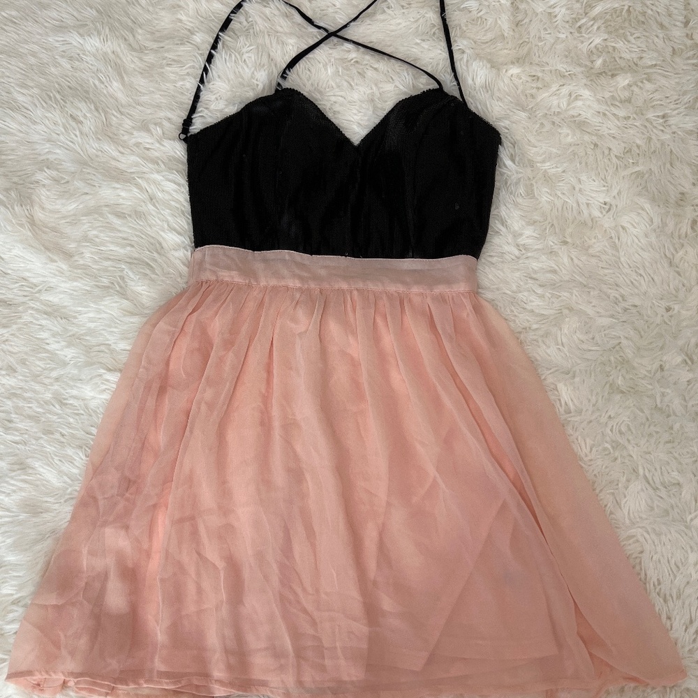 Pink and Black Sequined Dress
